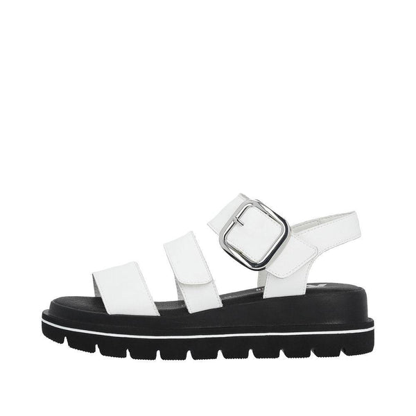 Rieker W1650-80 Ladies White Leather Touch Fastening Sandals-elevate your sole