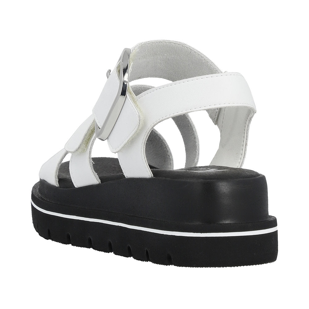 Rieker W1650-80 Ladies White Leather Touch Fastening Sandals-elevate your sole