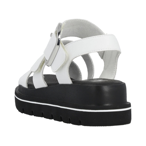 Rieker W1650-80 Ladies White Leather Touch Fastening Sandals-elevate your sole