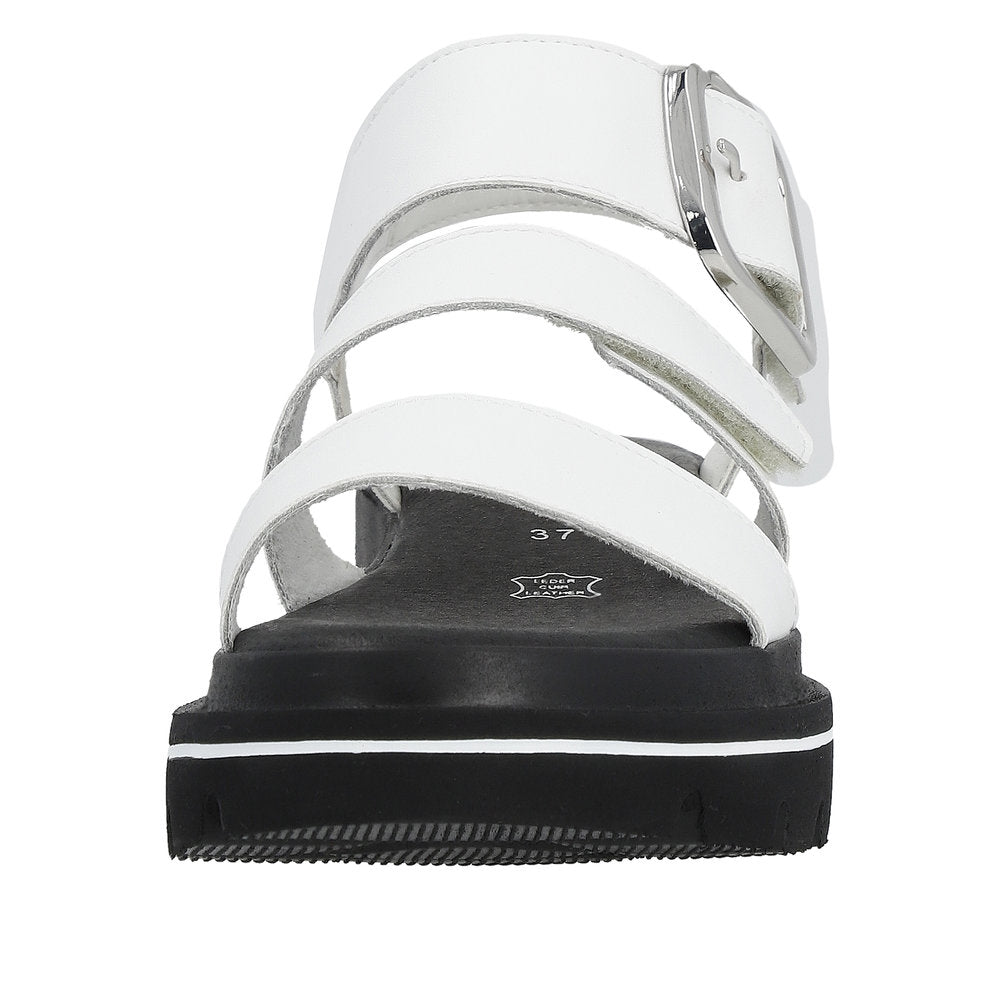Rieker W1650-80 Ladies White Leather Touch Fastening Sandals-elevate your sole