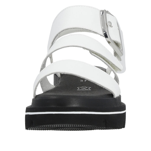 Rieker W1650-80 Ladies White Leather Touch Fastening Sandals-elevate your sole