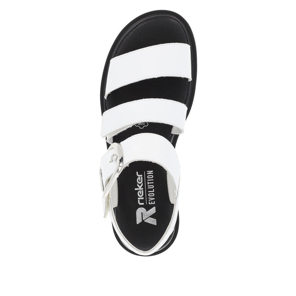 Rieker W1650-80 Ladies White Leather Touch Fastening Sandals-elevate your sole