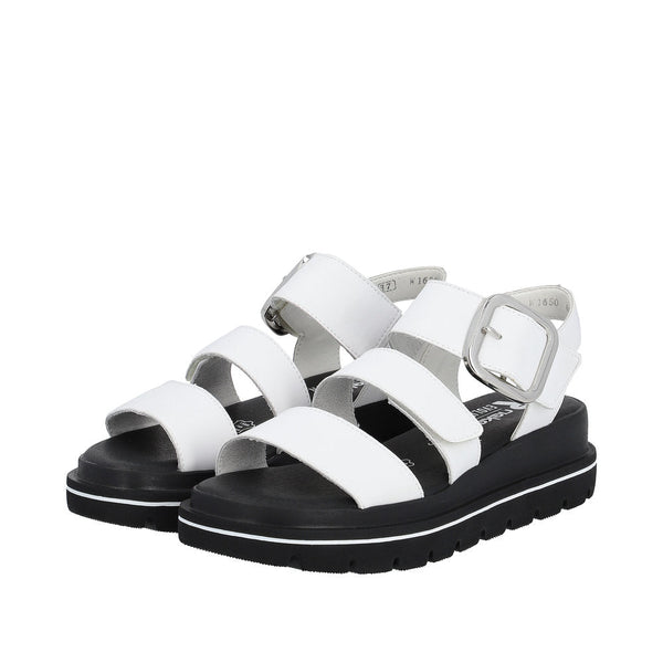 Rieker W1650-80 Ladies White Leather Touch Fastening Sandals-elevate your sole