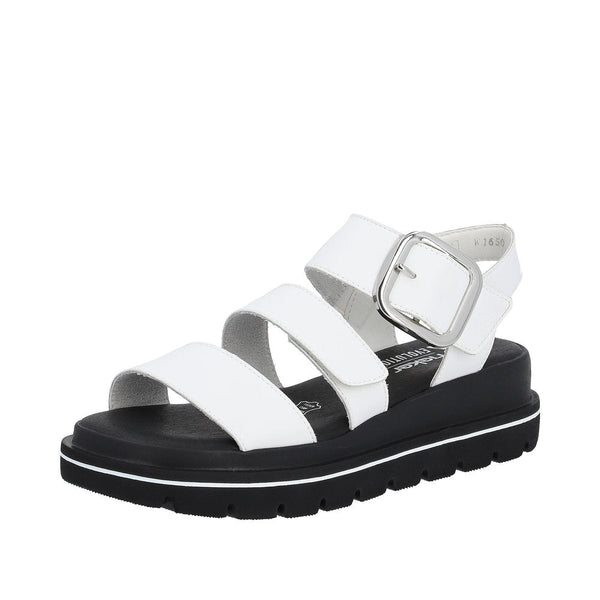 Rieker W1650-80 Ladies White Leather Touch Fastening Sandals-elevate your sole