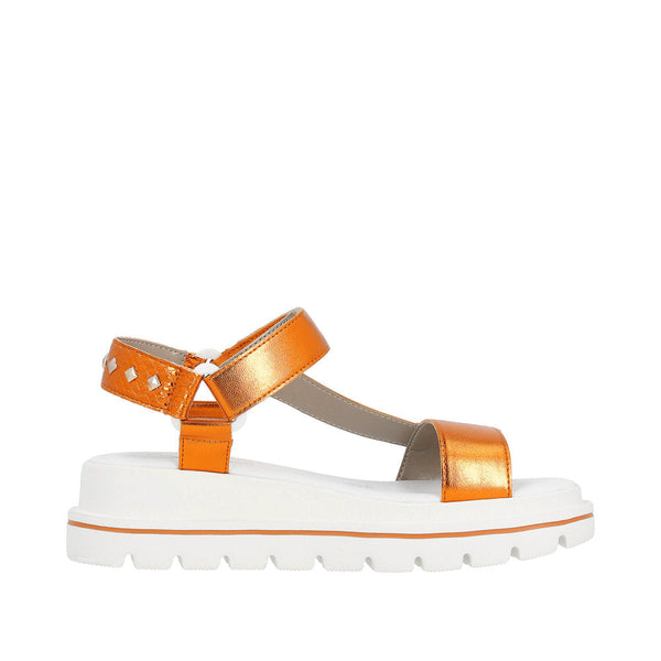 Rieker W1651-38 Ladies Orange Touch Fastening Sandals-elevate your sole