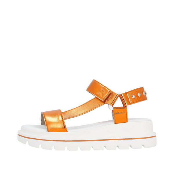 Rieker W1651-38 Ladies Orange Touch Fastening Sandals-elevate your sole