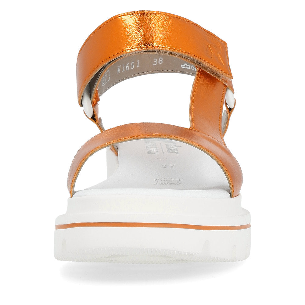Rieker W1651-38 Ladies Orange Touch Fastening Sandals-elevate your sole