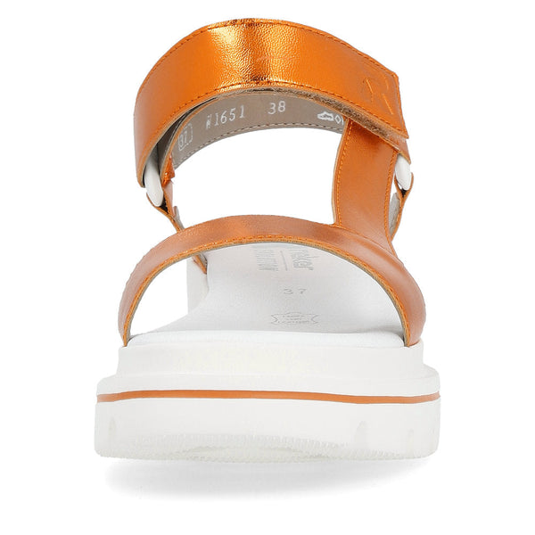 Rieker W1651-38 Ladies Orange Touch Fastening Sandals-elevate your sole