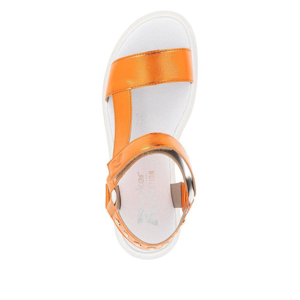 Rieker W1651-38 Ladies Orange Touch Fastening Sandals-elevate your sole