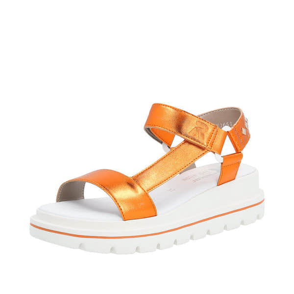 Rieker W1651-38 Ladies Orange Touch Fastening Sandals-elevate your sole