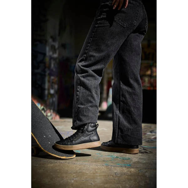 Rieker W1971-00 Ladies Black Leather Ankle Boots with Zip and Lace Details, modern footwear for women.