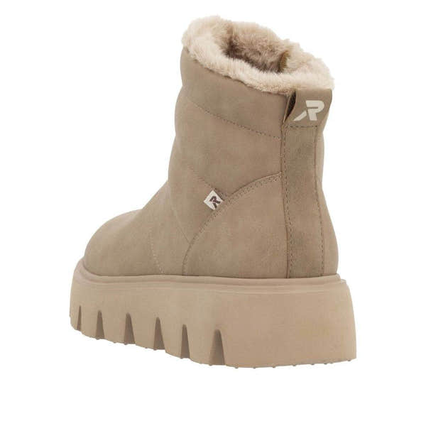 Rieker W2070-20 Ladies Beige Leather Side Zip Ankle Boots-elevate your sole