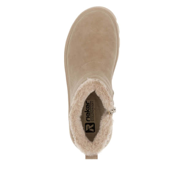 Rieker W2070-20 Ladies Beige Leather Side Zip Ankle Boots-elevate your sole