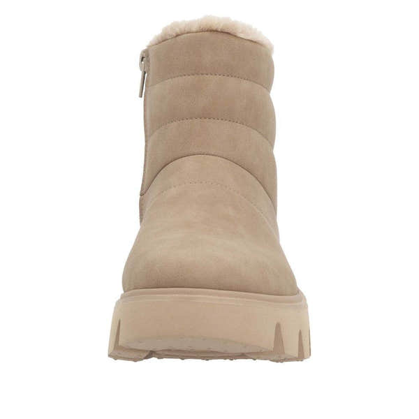 Rieker W2070-20 Ladies Beige Leather Side Zip Ankle Boots-elevate your sole