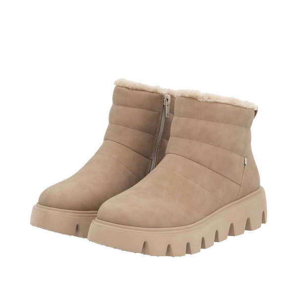 Rieker W2070-20 Ladies Beige Leather Side Zip Ankle Boots-elevate your sole
