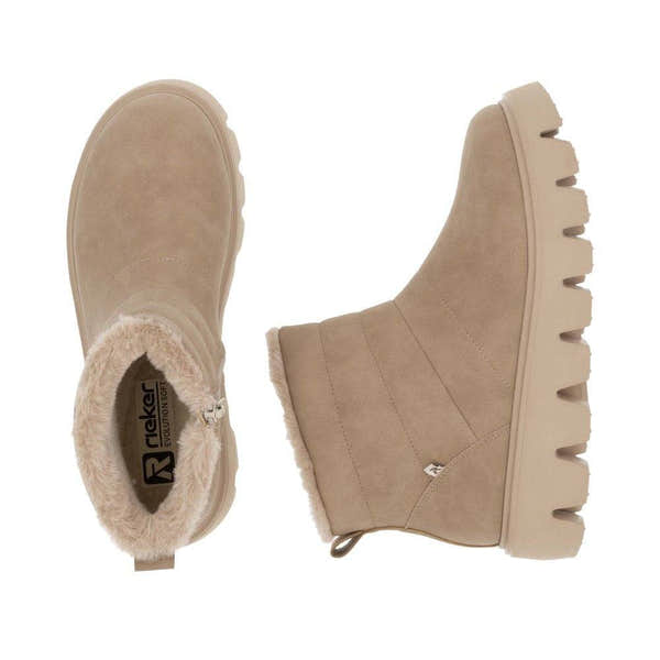 Rieker W2070-20 Ladies Beige Leather Side Zip Ankle Boots-elevate your sole