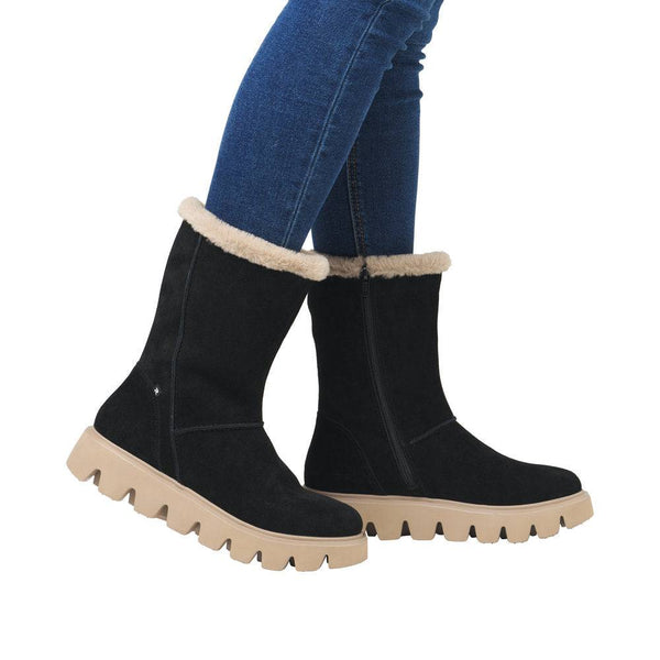Rieker W2072-00 Ladies Black Suede Side Zip Ankle Boots-elevate your sole