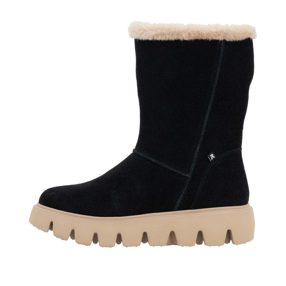 Rieker W2072-00 Ladies Black Suede Side Zip Ankle Boots-elevate your sole