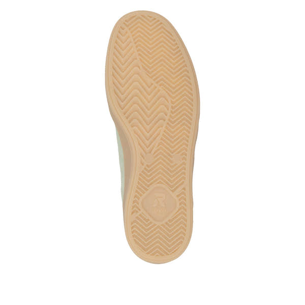 Rieker W2200-52 women's wide green and off-white suede lace-up trainers with cushioned sole.