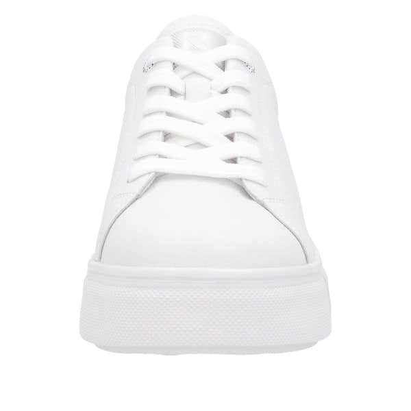 Rieker W2601-80 white leather lace-up trainers for women, casual women's sneakers with chunky sole, 125 characters.