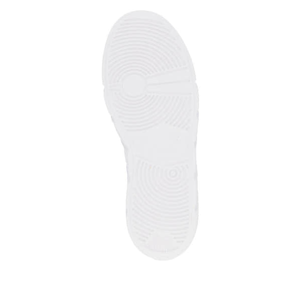 Rieker W2601-80 women's white leather lace-up trainers with rubber sole, casual comfortable footwear.