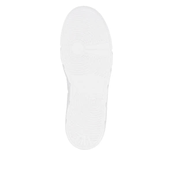 Rieker W2605-80 women's white leather zip and lace-up shoes with rubber sole, stylish and comfortable footwear.
