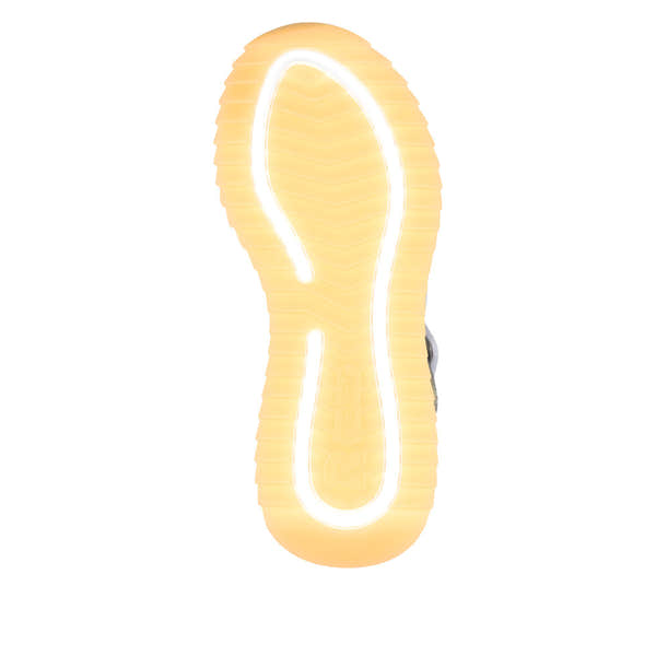 Rieker W2950-90 Ladies gold and white leather touch fastening sandals with illuminated sole.