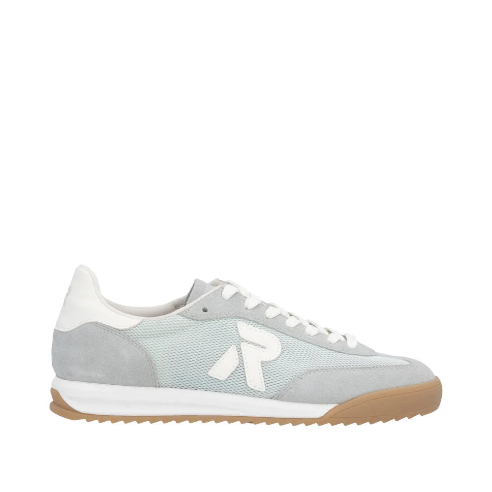 Rieker W4000-52 ladies mint suede and textile lace-up trainers with white accents and a gum rubber sole.