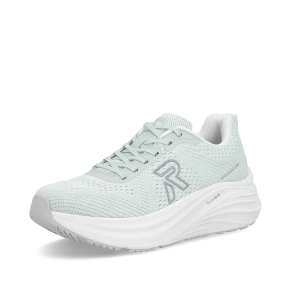 Rieker W4101-52 Ladies Wide Green Textile Lace Up Trainers