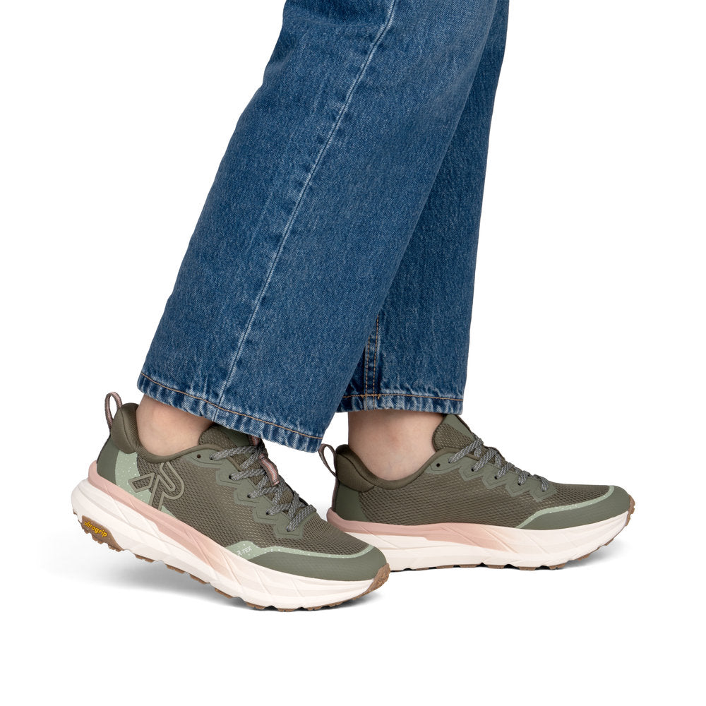 Rieker W4501-54 Ladies Green Textile Water Resistant Lace Up Trainers