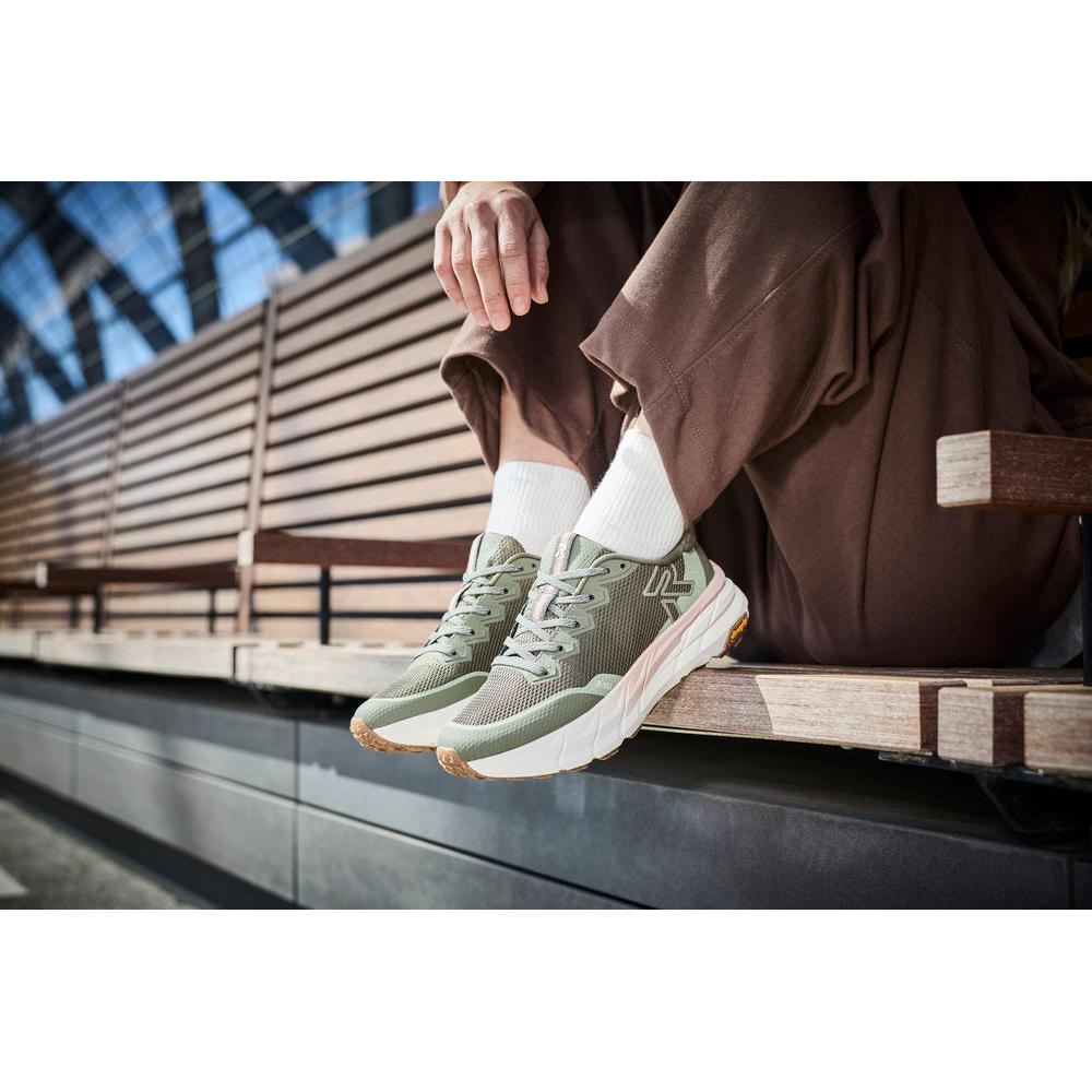 Rieker W4501-54 Ladies Green Textile Water Resistant Lace Up Trainers