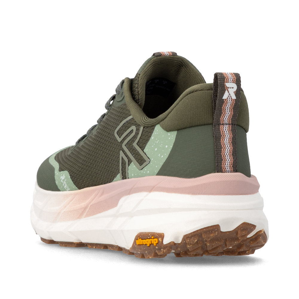 Rieker W4501-54 Ladies Green Textile Water Resistant Lace Up Trainers