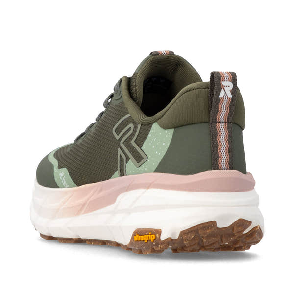 Rieker W4501-54 Ladies Green Textile Water Resistant Lace Up Trainers