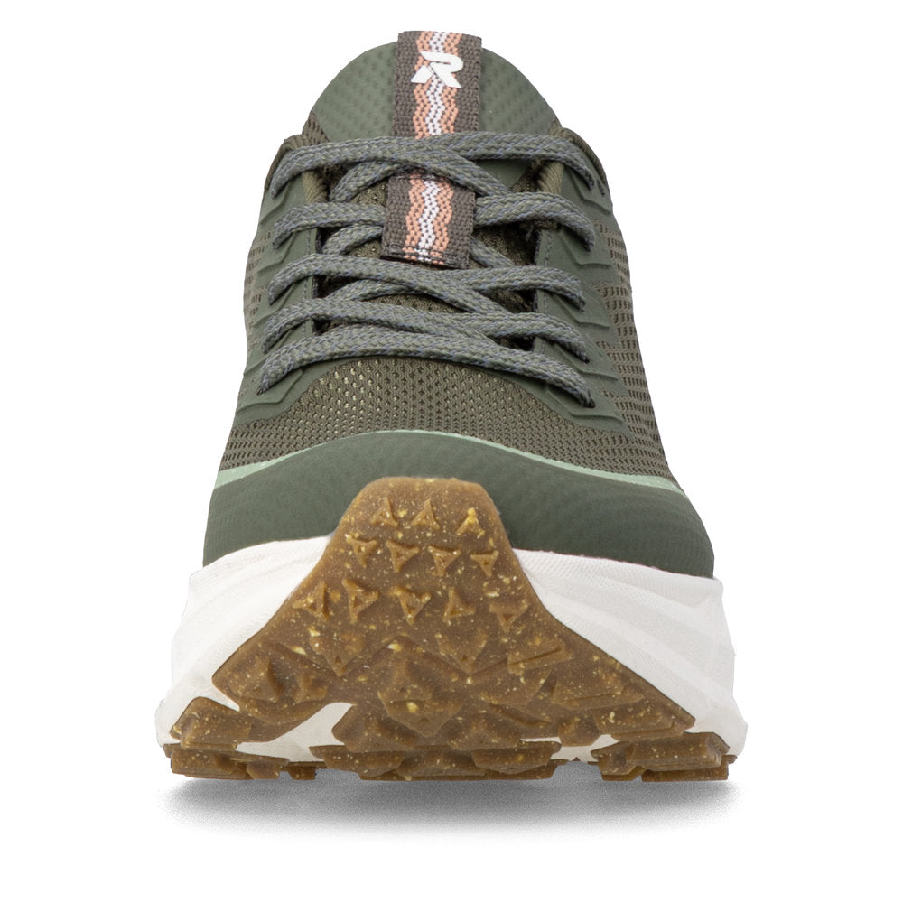 Rieker W4501-54 Ladies Green Textile Water Resistant Lace Up Trainers