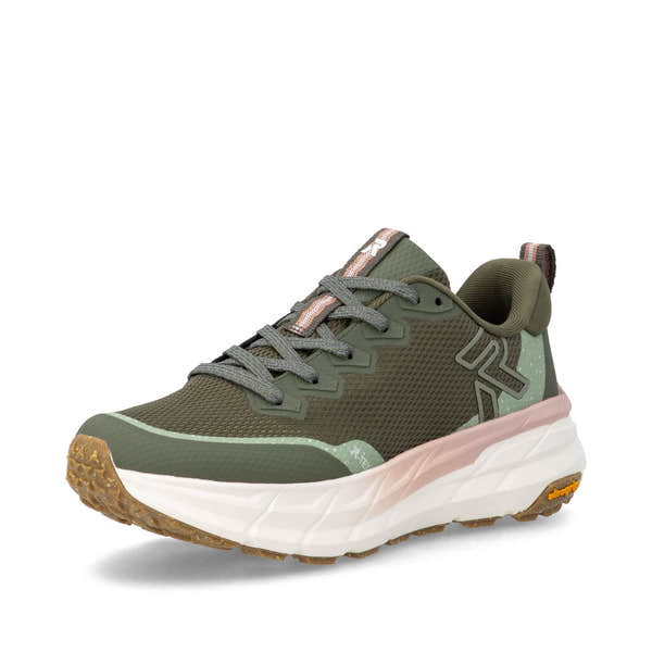 Rieker W4501-54 Ladies Green Textile Water Resistant Lace Up Trainers