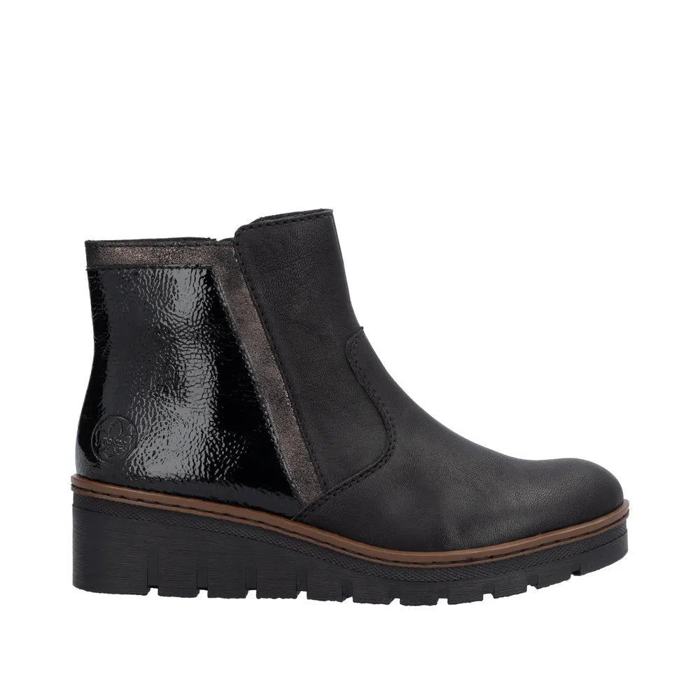 Rieker X9150-00 Ladies Black Side Zip Ankle Boots-elevate your sole