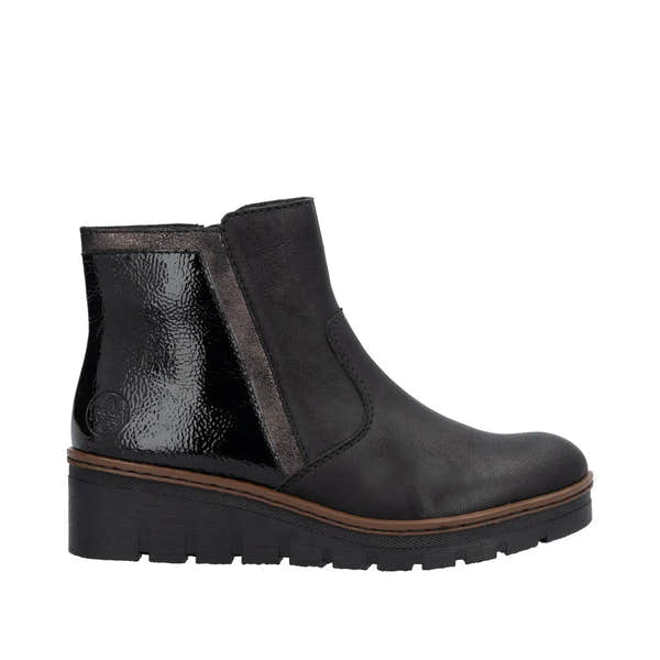Rieker X9150-00 Ladies Black Side Zip Ankle Boots-elevate your sole
