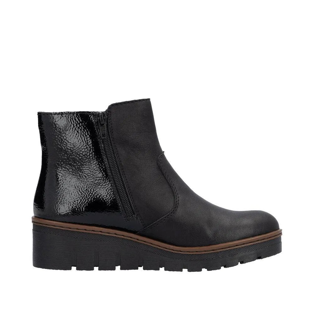 Rieker X9150-00 Ladies Black Side Zip Ankle Boots-elevate your sole
