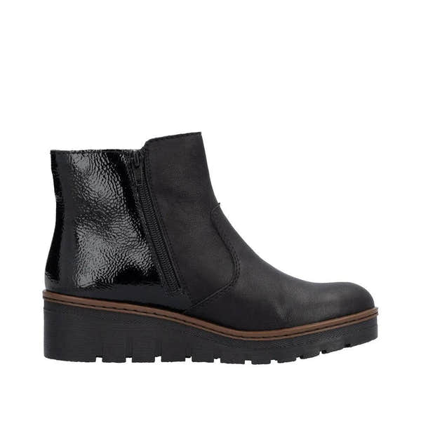 Rieker X9150-00 Ladies Black Side Zip Ankle Boots-elevate your sole