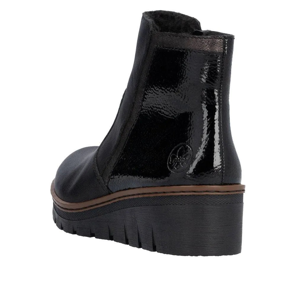Rieker X9150-00 Ladies Black Side Zip Ankle Boots-elevate your sole