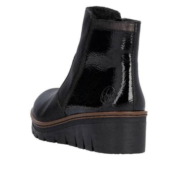 Rieker X9150-00 Ladies Black Side Zip Ankle Boots-elevate your sole