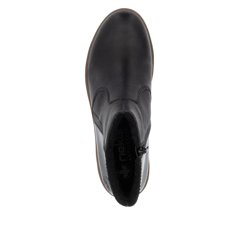 Rieker X9150-00 Ladies Black Side Zip Ankle Boots-elevate your sole