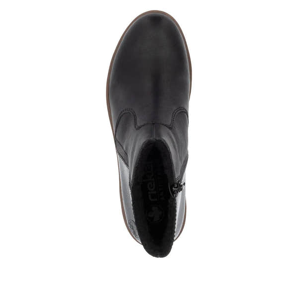 Rieker X9150-00 Ladies Black Side Zip Ankle Boots-elevate your sole