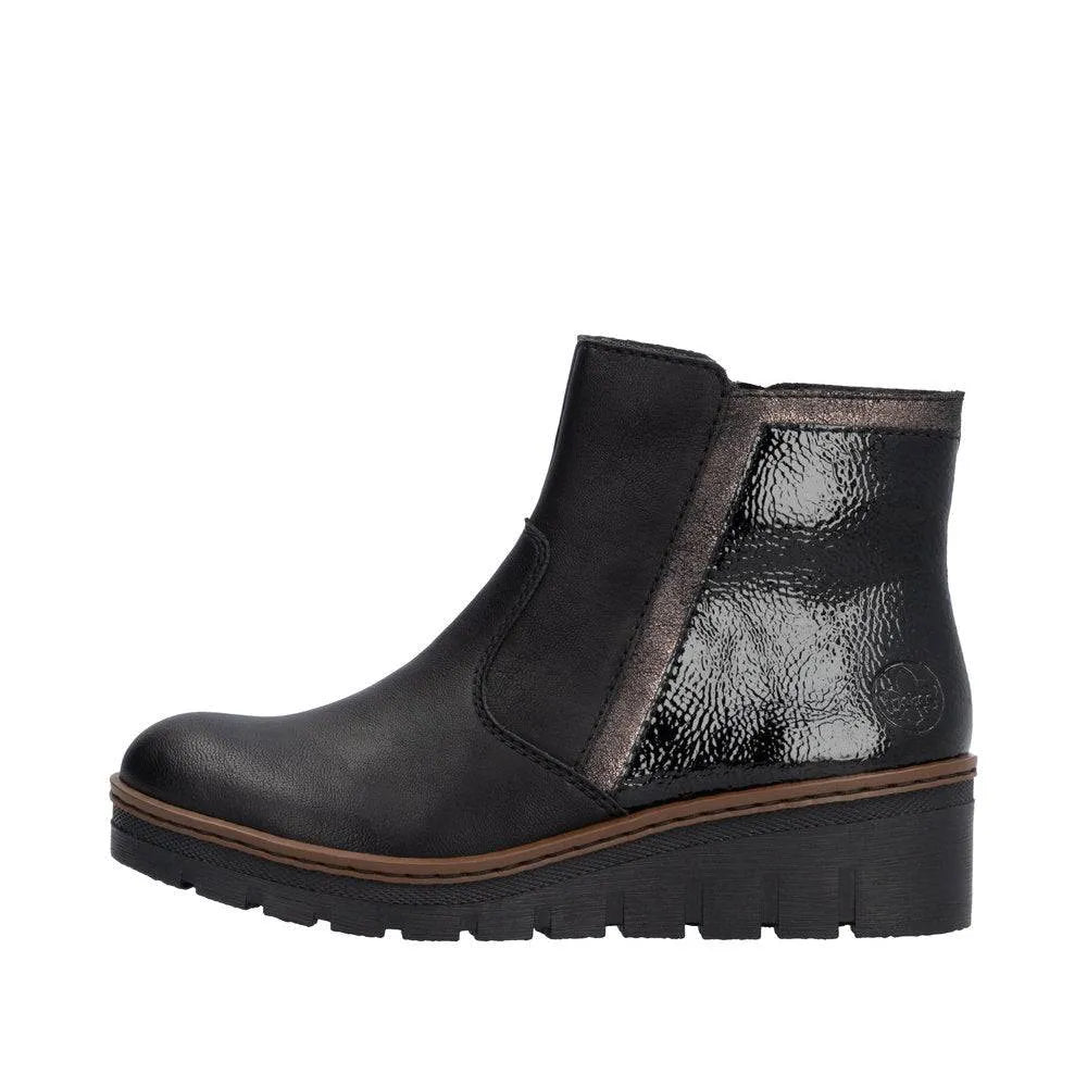 Rieker X9150-00 Ladies Black Side Zip Ankle Boots-elevate your sole