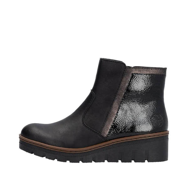 Rieker X9150-00 Ladies Black Side Zip Ankle Boots-elevate your sole