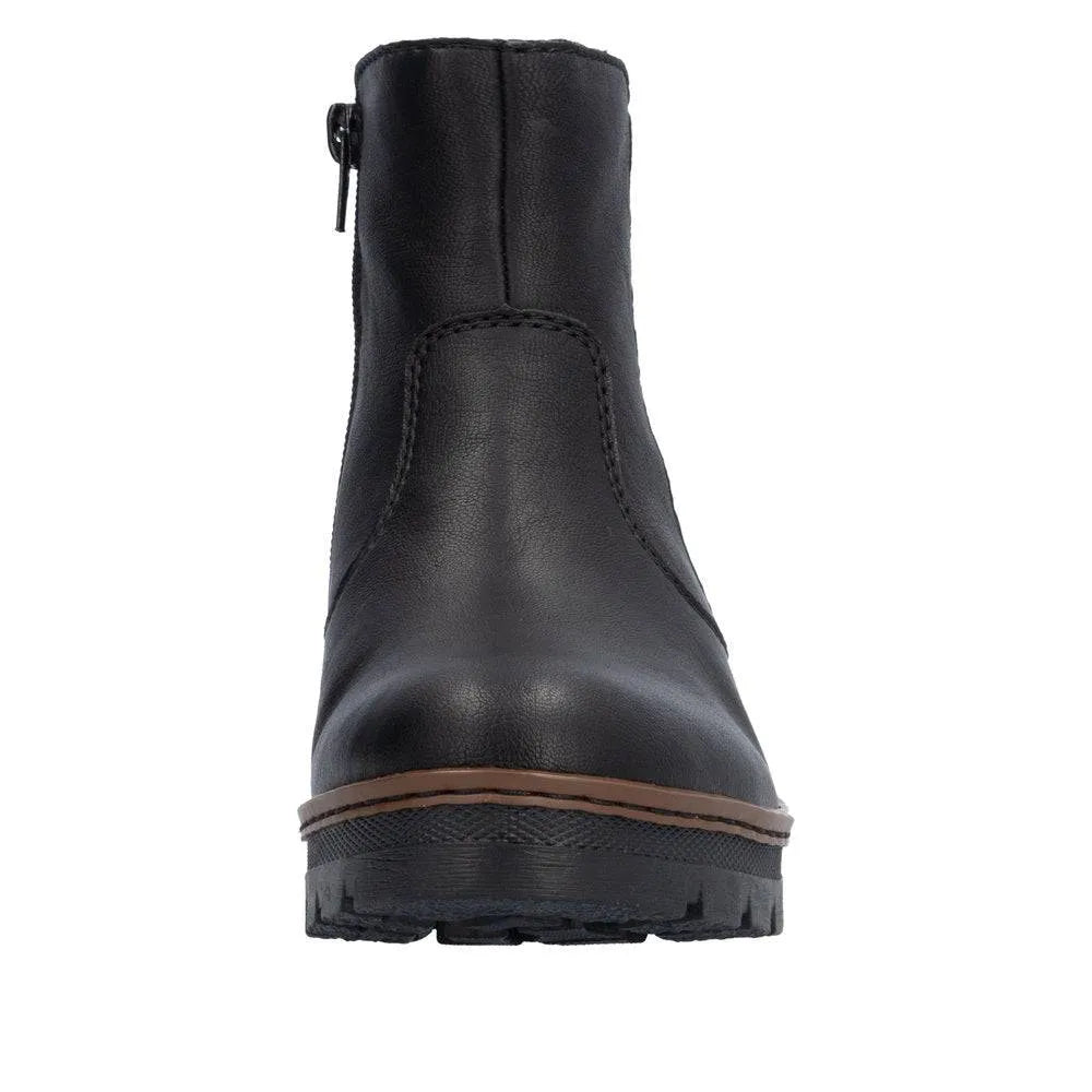 Rieker X9150-00 Ladies Black Side Zip Ankle Boots-elevate your sole