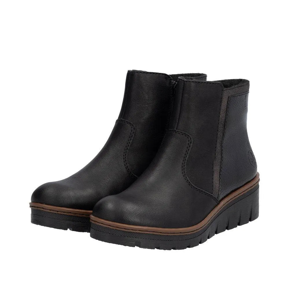 Rieker X9150-00 Ladies Black Side Zip Ankle Boots-elevate your sole