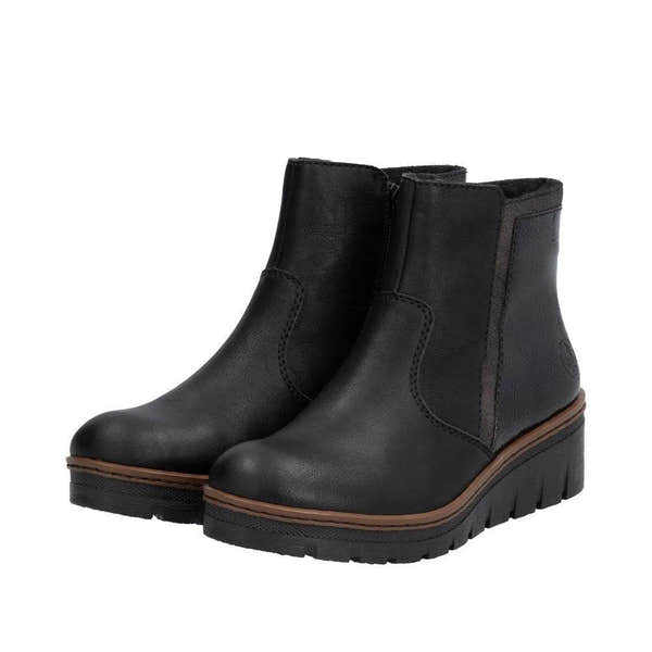 Rieker X9150-00 Ladies Black Side Zip Ankle Boots-elevate your sole