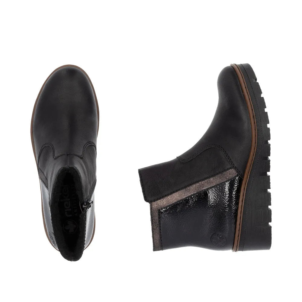 Rieker X9150-00 Ladies Black Side Zip Ankle Boots-elevate your sole