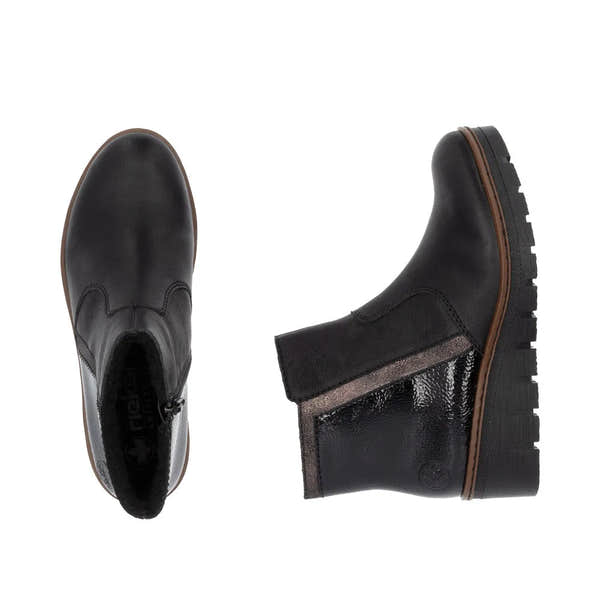 Rieker X9150-00 Ladies Black Side Zip Ankle Boots-elevate your sole